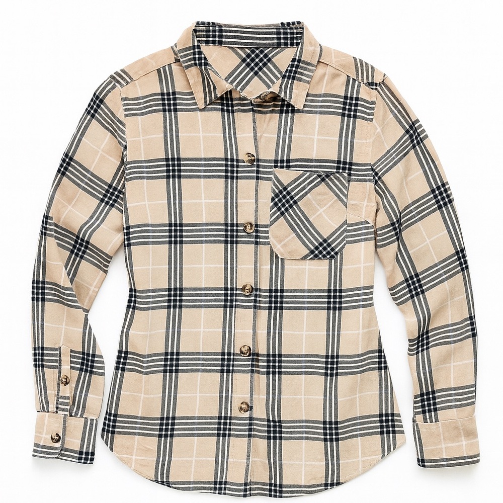 H&M Tan Plaid Shirt